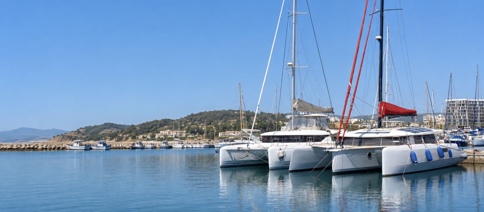 Bateaux au port de Tabarka, terre-plein au bord de l’eau